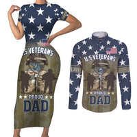 Personalized Veterans Day 2024 Couples Matching Short Sleeve Bodycon Dress and Long Sleeve Button Shirt U.S Veterans Proud Dad - Wonder Print Shop