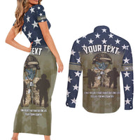 Personalized Veterans Day 2024 Couples Matching Short Sleeve Bodycon Dress and Long Sleeve Button Shirt U.S Veterans Proud Dad - Wonder Print Shop