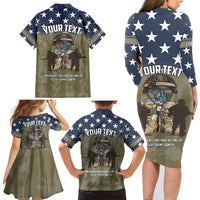Personalized Veterans Day 2024 Family Matching Long Sleeve Bodycon Dress and Hawaiian Shirt U.S Veterans Proud Dad - Wonder Print Shop