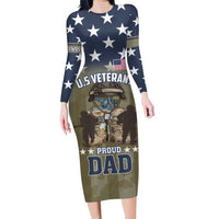 Personalized Veterans Day 2024 Family Matching Long Sleeve Bodycon Dress and Hawaiian Shirt U.S Veterans Proud Dad - Wonder Print Shop