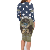 Personalized Veterans Day 2024 Family Matching Long Sleeve Bodycon Dress and Hawaiian Shirt U.S Veterans Proud Dad - Wonder Print Shop
