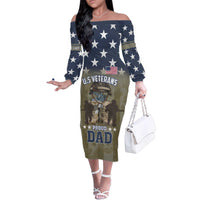 Personalized Veterans Day 2024 Family Matching Off The Shoulder Long Sleeve Dress and Hawaiian Shirt U.S Veterans Proud Dad - Wonder Print Shop