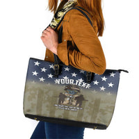 Personalized Veterans Day 2024 Leather Tote Bag U.S Veterans Proud Dad - Wonder Print Shop