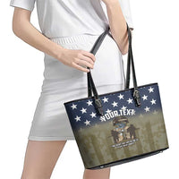 Personalized Veterans Day 2024 Leather Tote Bag U.S Veterans Proud Dad - Wonder Print Shop