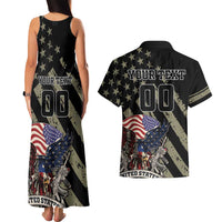 Custom Remembrance Day Couples Matching Tank Maxi Dress and Hawaiian Shirt American Eagle With USA Flags - Wonder Print Shop