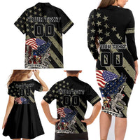 Custom Remembrance Day Family Matching Long Sleeve Bodycon Dress and Hawaiian Shirt American Eagle With USA Flags - Wonder Print Shop