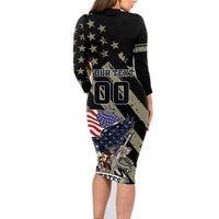 Custom Remembrance Day Family Matching Long Sleeve Bodycon Dress and Hawaiian Shirt American Eagle With USA Flags - Wonder Print Shop