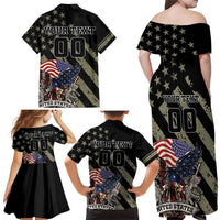 Custom Remembrance Day Family Matching Off Shoulder Maxi Dress and Hawaiian Shirt American Eagle With USA Flags - Wonder Print Shop