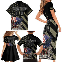 Custom Remembrance Day Family Matching Short Sleeve Bodycon Dress and Hawaiian Shirt American Eagle With USA Flags - Wonder Print Shop