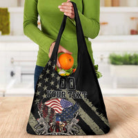 Custom Remembrance Day Grocery Bag American Eagle With USA Flags