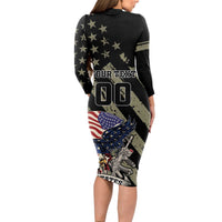 Custom Remembrance Day Long Sleeve Bodycon Dress American Eagle With USA Flags - Wonder Print Shop