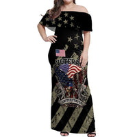 Custom Remembrance Day Off Shoulder Maxi Dress American Eagle With USA Flags - Wonder Print Shop