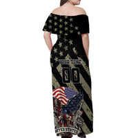 Custom Remembrance Day Off Shoulder Maxi Dress American Eagle With USA Flags - Wonder Print Shop