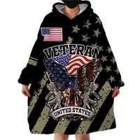 Custom Remembrance Day Wearable Blanket Hoodie American Eagle With USA Flags - Wonder Print Shop