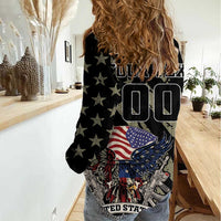 Custom Remembrance Day Women Casual Shirt American Eagle With USA Flags - Wonder Print Shop
