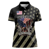 Custom Remembrance Day Women Polo Shirt American Eagle With USA Flags - Wonder Print Shop