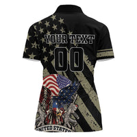 Custom Remembrance Day Women Polo Shirt American Eagle With USA Flags - Wonder Print Shop