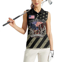Custom Remembrance Day Women Sleeveless Polo Shirt American Eagle With USA Flags - Wonder Print Shop