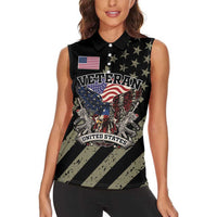 Custom Remembrance Day Women Sleeveless Polo Shirt American Eagle With USA Flags - Wonder Print Shop