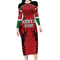 Custom Kenya Rugby Family Matching Long Sleeve Bodycon Dress and Hawaiian Shirt African Lion Unique Style - Wonder Print Shop