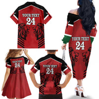 Custom Kenya Rugby Family Matching Off The Shoulder Long Sleeve Dress and Hawaiian Shirt African Lion Unique Style - Wonder Print Shop