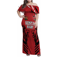 Custom Kenya Rugby Family Matching Off Shoulder Maxi Dress and Hawaiian Shirt African Lion Unique Style - Wonder Print Shop