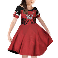 Custom Kenya Rugby Family Matching Off Shoulder Short Dress and Hawaiian Shirt African Lion Unique Style - Wonder Print Shop