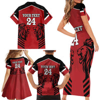 Custom Kenya Rugby Family Matching Short Sleeve Bodycon Dress and Hawaiian Shirt African Lion Unique Style - Wonder Print Shop