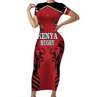 Custom Kenya Rugby Family Matching Short Sleeve Bodycon Dress and Hawaiian Shirt African Lion Unique Style - Wonder Print Shop
