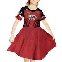 Custom Kenya Rugby Kid Short Sleeve Dress African Lion Unique Style - Wonder Print Shop