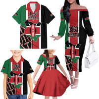 Personalized Kenya Independence Day Family Matching Off The Shoulder Long Sleeve Dress and Hawaiian Shirt Let Us All Pull Together - Wonder Print Shop
