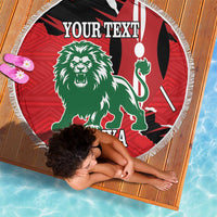 Personalized Kenya Independence Day Beach Blanket Angry Lion - Happy Jamhuri Day 1963 - Wonder Print Shop