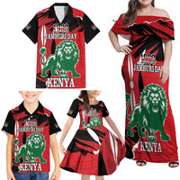 Personalized Kenya Independence Day Family Matching Off Shoulder Maxi Dress and Hawaiian Shirt Angry Lion - Happy Jamhuri Day 1963 - Wonder Print Shop
