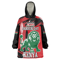Personalized Kenya Independence Day Wearable Blanket Hoodie Angry Lion - Happy Jamhuri Day 1963 - Wonder Print Shop