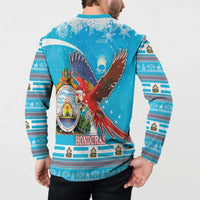 Honduras Christmas Button Sweatshirt Scarlet Macaw Feliz Navidad - Wonder Print Shop