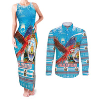 Honduras Christmas Couples Matching Tank Maxi Dress and Long Sleeve Button Shirt Scarlet Macaw Feliz Navidad - Wonder Print Shop