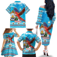 Honduras Christmas Family Matching Off The Shoulder Long Sleeve Dress and Hawaiian Shirt Scarlet Macaw Feliz Navidad - Wonder Print Shop