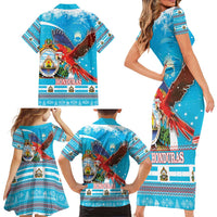 Honduras Christmas Family Matching Short Sleeve Bodycon Dress and Hawaiian Shirt Scarlet Macaw Feliz Navidad - Wonder Print Shop