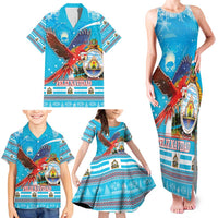 Honduras Christmas Family Matching Tank Maxi Dress and Hawaiian Shirt Scarlet Macaw Feliz Navidad - Wonder Print Shop