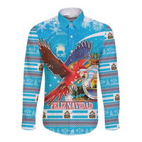 Honduras Christmas Long Sleeve Button Shirt Scarlet Macaw Feliz Navidad - Wonder Print Shop
