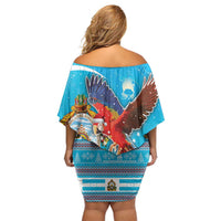 Honduras Christmas Off Shoulder Short Dress Scarlet Macaw Feliz Navidad - Wonder Print Shop
