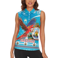 Honduras Christmas Women Sleeveless Polo Shirt Scarlet Macaw Feliz Navidad - Wonder Print Shop