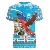Honduras Christmas Women V-Neck T-Shirt Scarlet Macaw Feliz Navidad - Wonder Print Shop