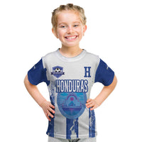 Custom Honduras Football Kid T Shirt Los Catrachos Grunge Style - Wonder Print Shop