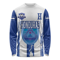 Custom Honduras Football Long Sleeve Shirt Los Catrachos Grunge Style - Wonder Print Shop