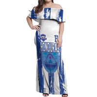 Custom Honduras Football Off Shoulder Maxi Dress Los Catrachos Grunge Style - Wonder Print Shop