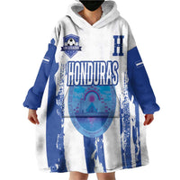 Custom Honduras Football Wearable Blanket Hoodie Los Catrachos Grunge Style - Wonder Print Shop