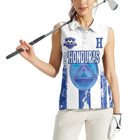 Custom Honduras Football Women Sleeveless Polo Shirt Los Catrachos Grunge Style - Wonder Print Shop