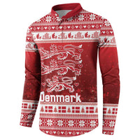 Denmark Christmas Button Sweatshirt Three Danish Lions - Wonder Print Shop