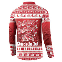 Denmark Christmas Button Sweatshirt Three Danish Lions - Wonder Print Shop